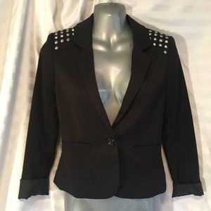 H & M Divided Women's Suit Jacket Black Studs Punk Goth Short Lined Size 4